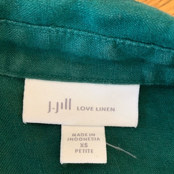 J jill love linen green tunic blouse top shirt, Lagenlook coastal Christmas top - Picture 8 of 8